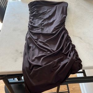 Strapless brown dress